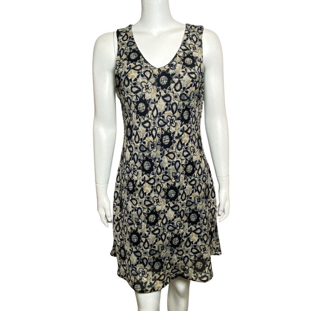 Vintage 90s All That Jazz Sleeveless Floral Dress Womens Size M Lined V Neck